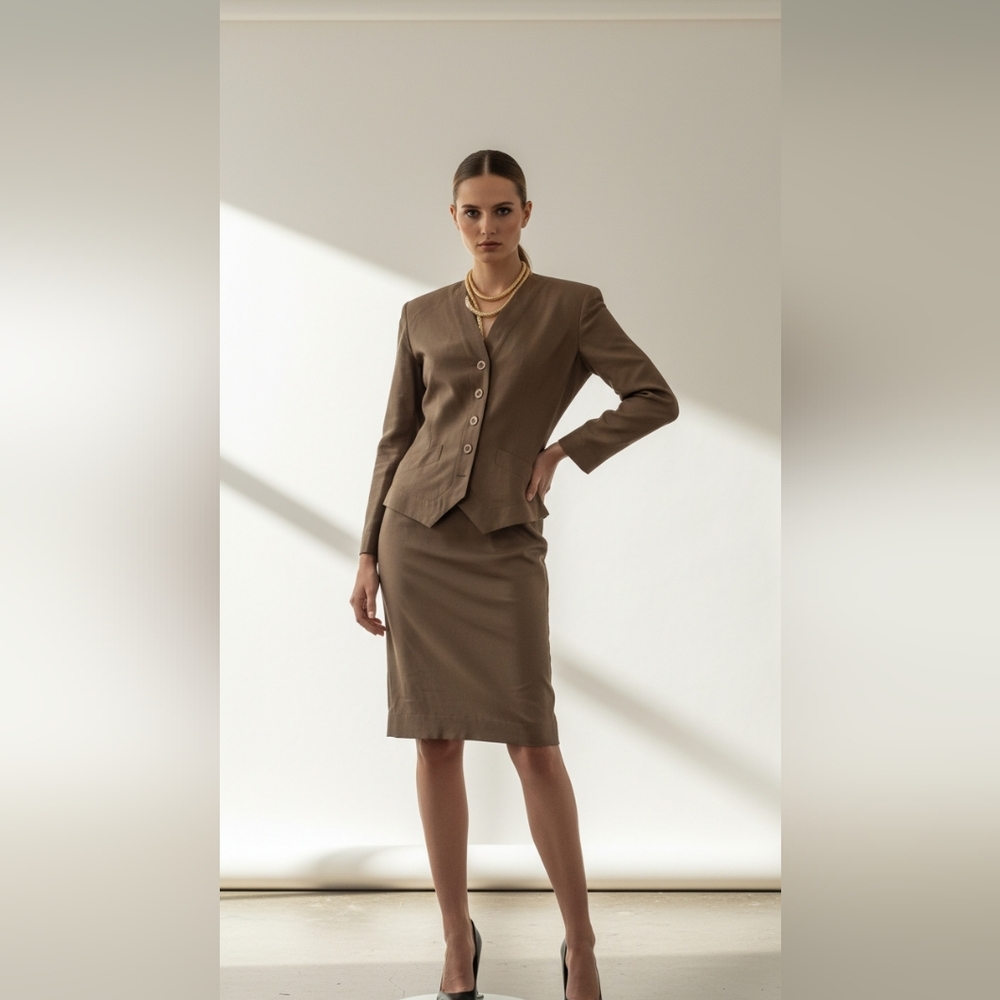Sophisticated Vintage Saint Laurent Silk Skirt Suit - Picture 7 of 7